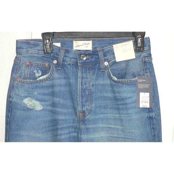 Universal Thread Womens 90s Baggy Distressed Cotton Button Fly Blue Jeans Size 4 - Picture 5 of 10